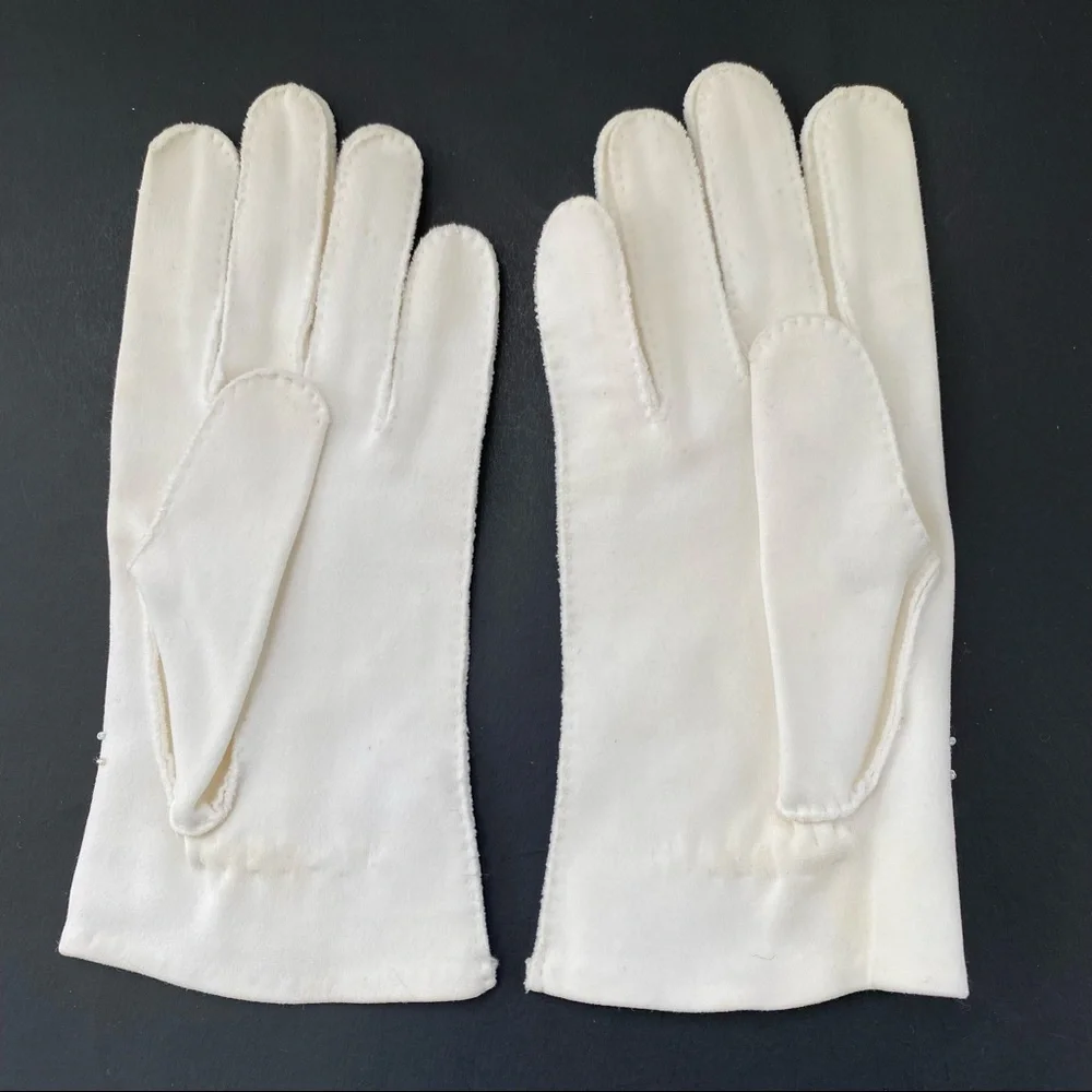 Vintage Beaded Gloves Hand Sewn in Philippines American Made Fabric Small